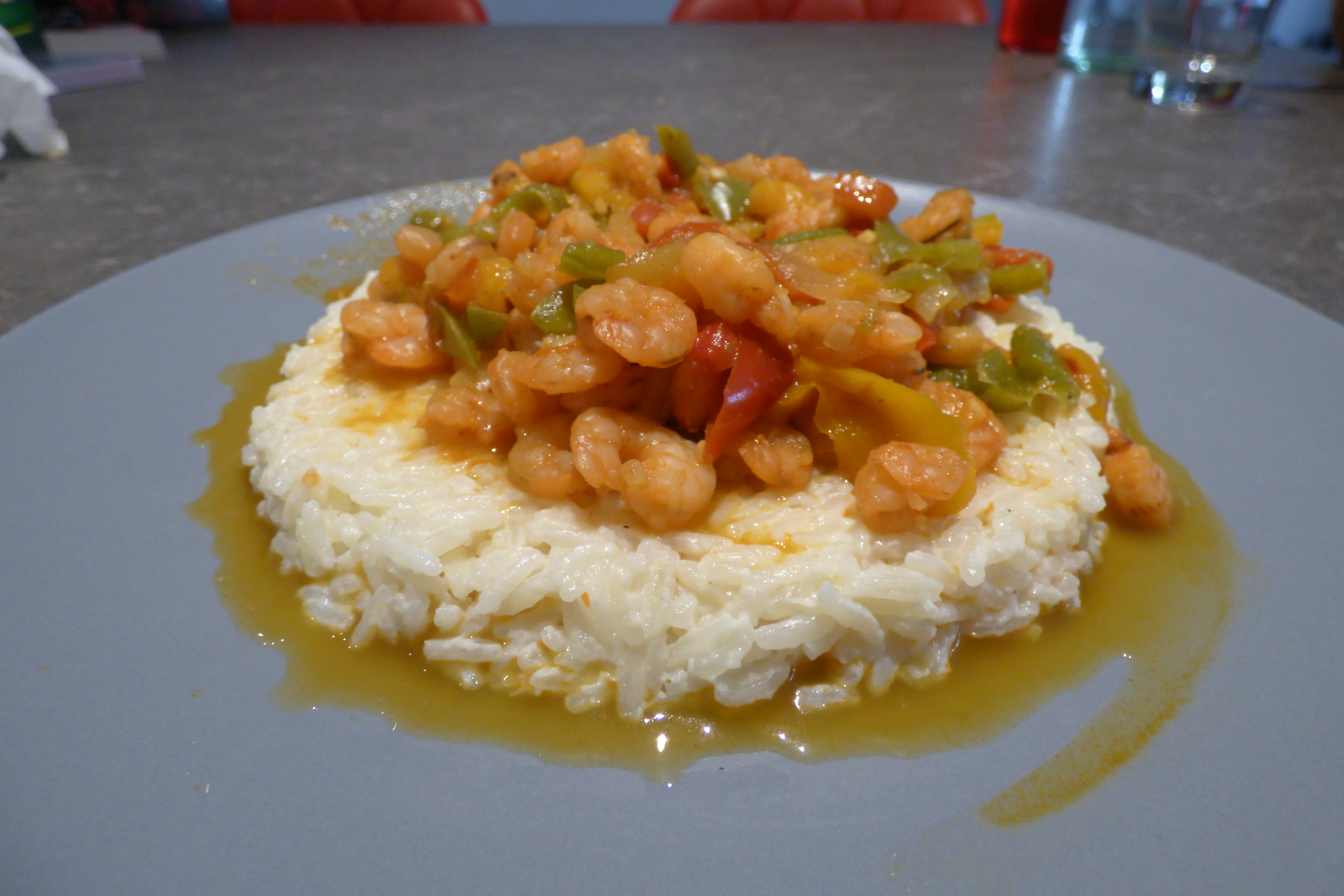 Riz Thaï aux Poivrons et Crevettes
